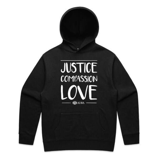 Justice | Compassion | Love - AS Colour Mens Relax Hood Thumbnail